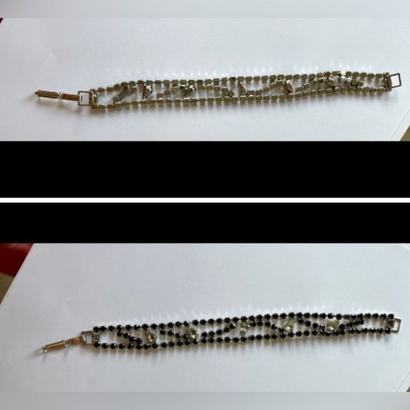 Black/clear rhinestone bracelet Sz 7 bracelet - Picture 9 of 10
